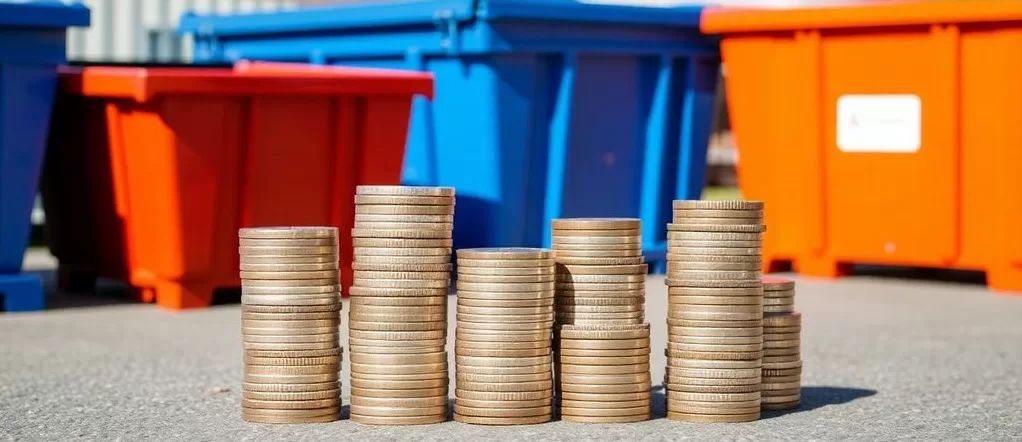 Dumpster rental costs visualized with stacked coins