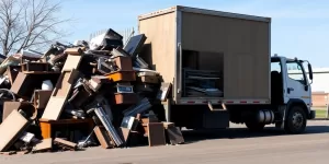 Haul away service team taking care of unwanted household junk.