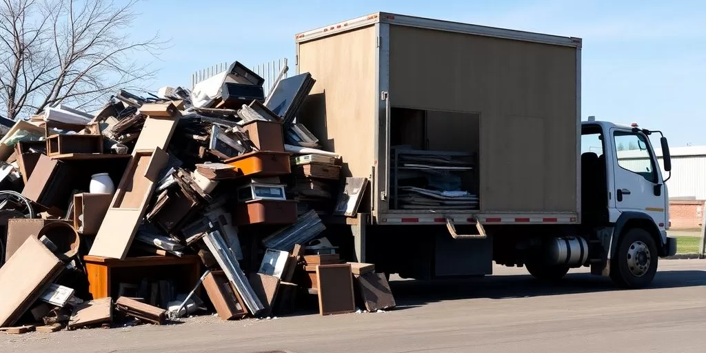 Haul away service team taking care of unwanted household junk.