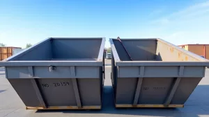 Large 20-yard bin placed in a driveway for junk removal