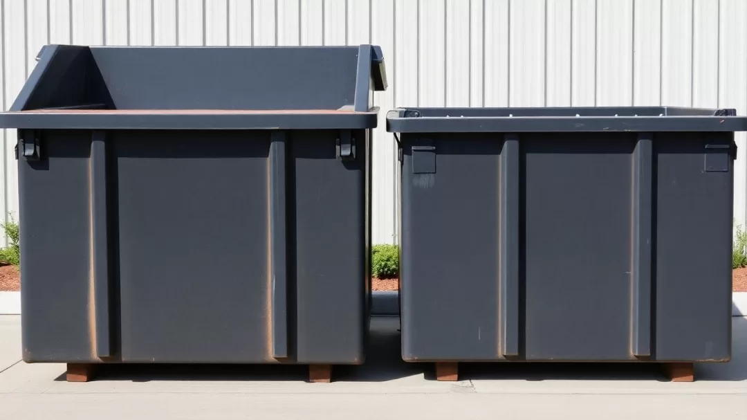 Side-by-side comparison of 20-yard bin and 15-yard bin sizes.

